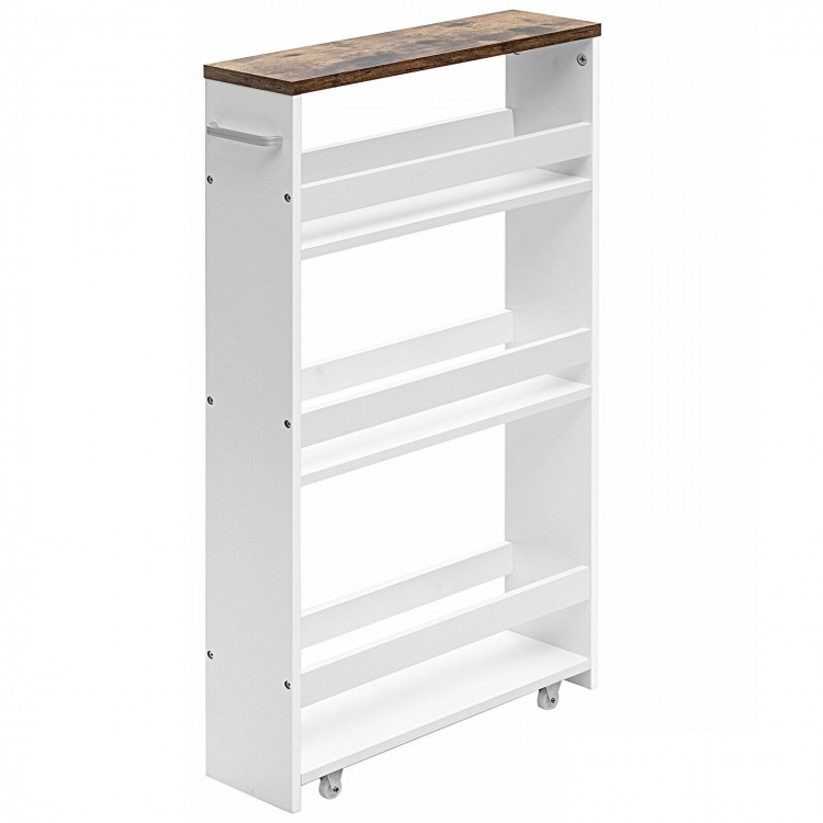 4 Tiers Rolling Slim Storage Kitchen Organizer Cart with Handle - Gallery View 1 of 11