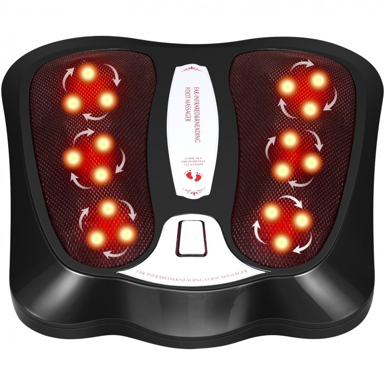 Shiatsu heated electric foot and back massager in black with 6 massage heads and infrared heating for relaxation.