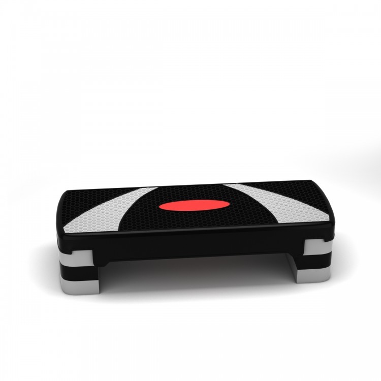 Top view of the 32-inch adjustable fitness aerobic step with risers, showcasing its lightweight design and textured.