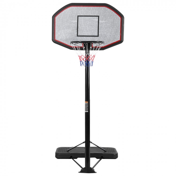 Height adjustable 43-inch basketball hoop with durable steel frame, standard rim, and movable base for indoor or.