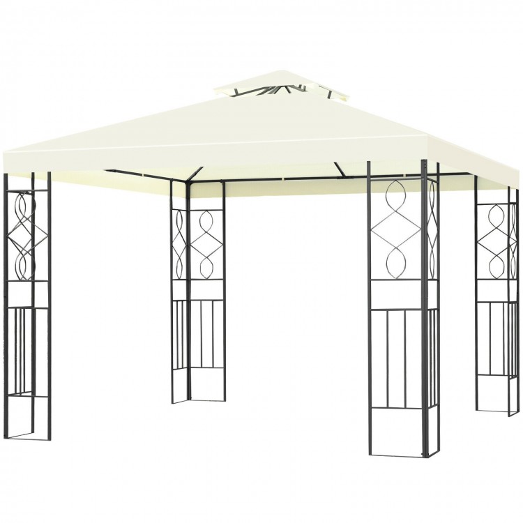 10 x 10 feet patio gazebo canopy tent with decorative patterns and sturdy steel frame, perfect for outdoor activities.