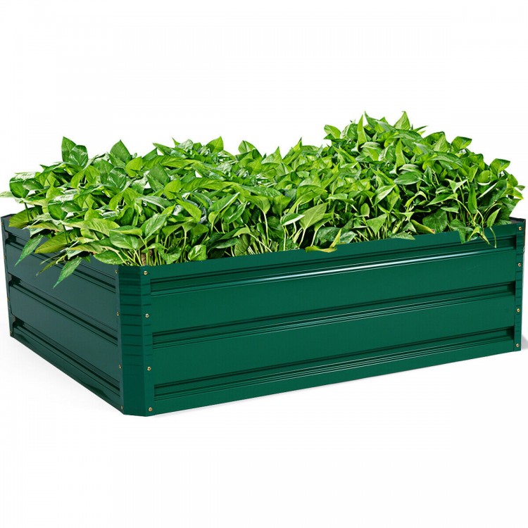 Raised garden bed with vibrant green plants, 40x32 inches, durable metal construction for vegetable and flower planting.