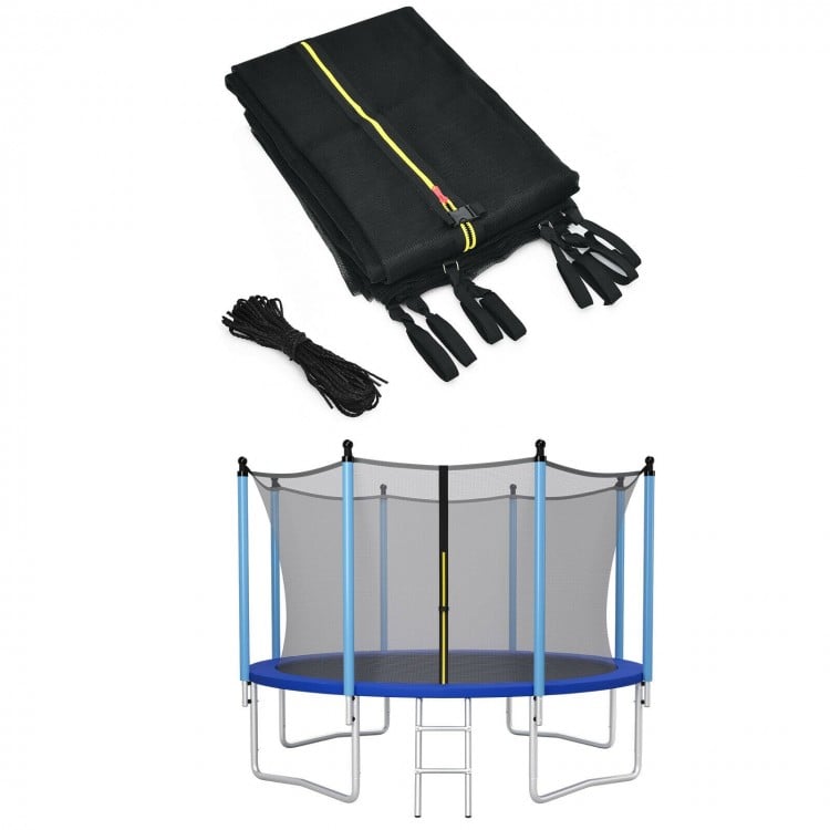 Replacement safety enclosure net for 14ft trampoline, made of durable PE material, featuring double-headed zipper and.