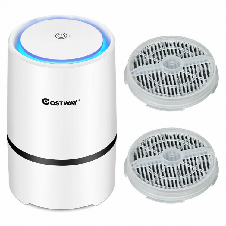 Mini Ionic 3-in-1 Composite HEPA Air Purifier with night light and dual filters for efficient air cleaning.