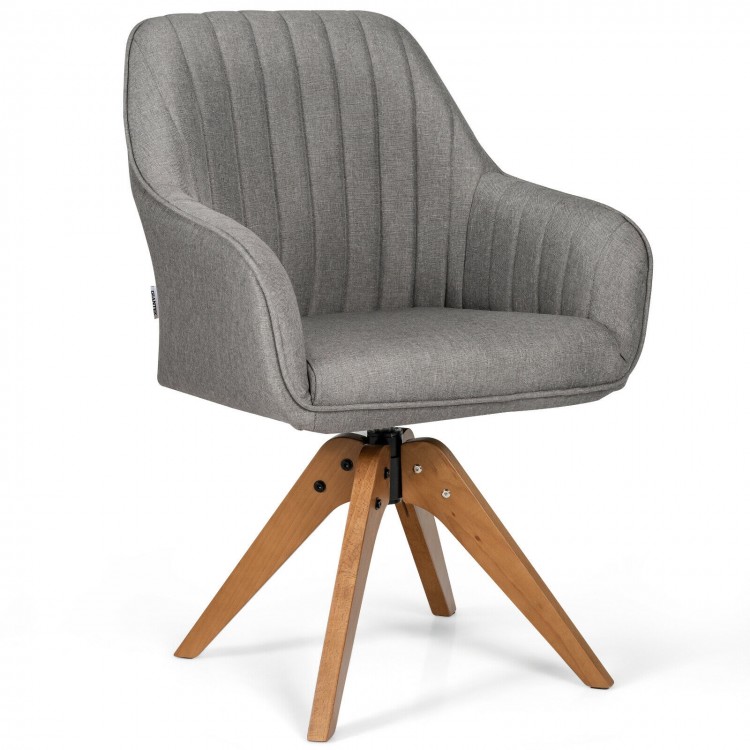 Swivel accent chair with breathable linen upholstery and beech wood legs, ideal for study or relaxation.
