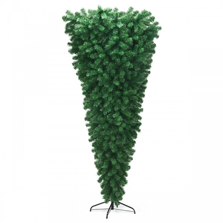7 feet unlit upside down artificial Christmas tree with 1000 branch tips, ideal for creative holiday decor.