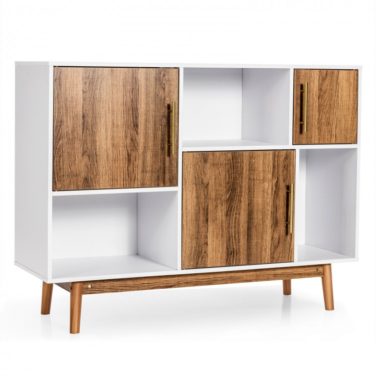 Sideboard storage cabinet with irregular design, made of engineered wood, featuring 6 compartments for versatile.