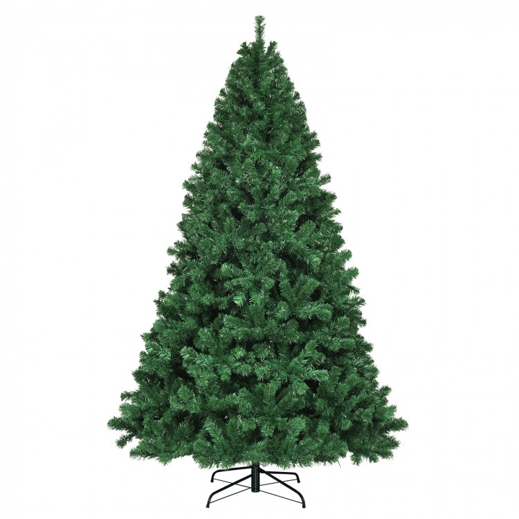 7.5 feet pre-lit artificial spruce Christmas tree with 550 multicolor lights, perfect for indoor holiday decoration.