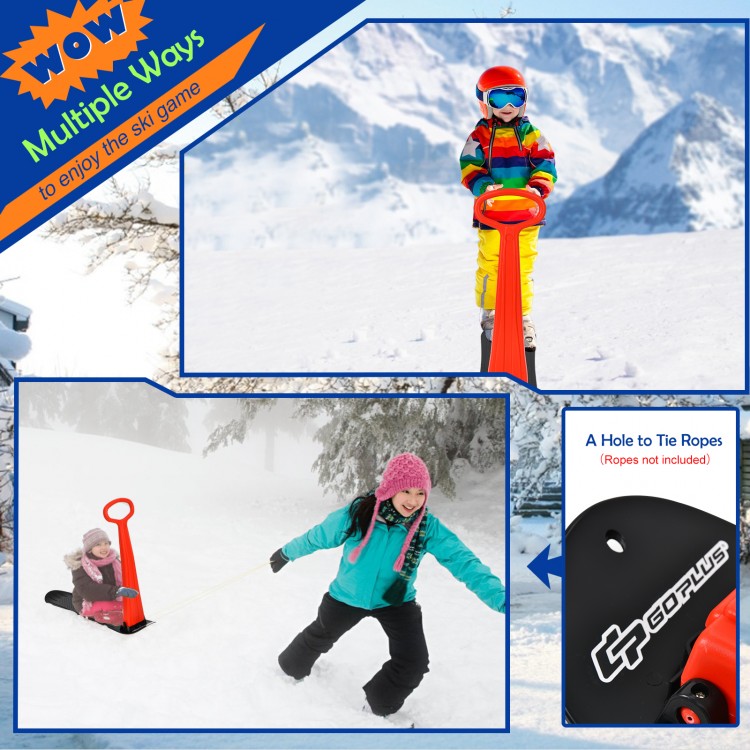 1-rider snow scooter in red with grip handle, designed for kids and teens, perfect for downhill fun and easy hauling.