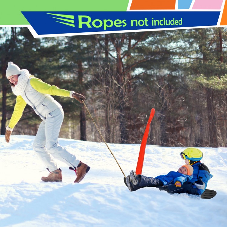 1-rider snow scooter in red with grip handle, designed for kids and teens, perfect for winter fun on slopes or flat.
