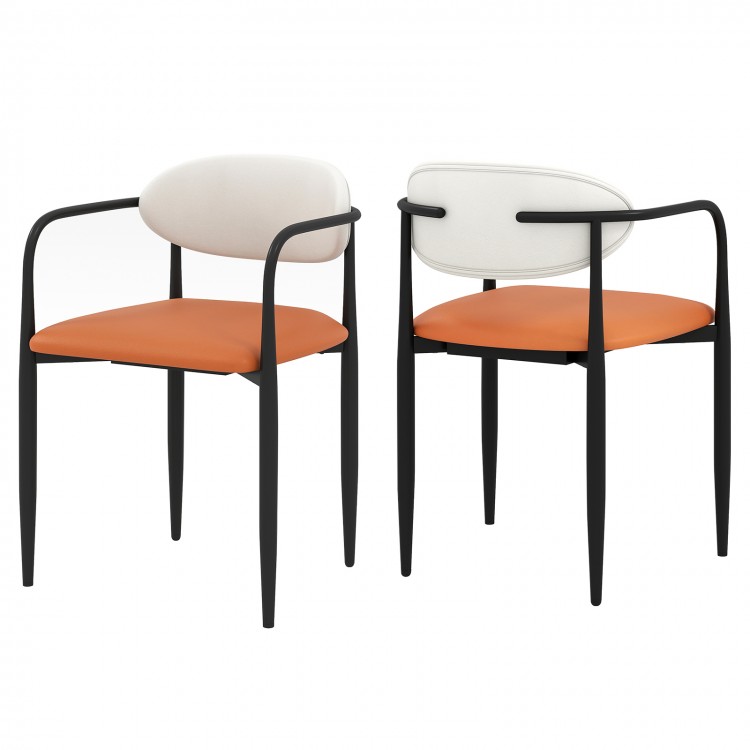 Modern dining chairs set of 2 with padded orange seats and curved backs for stylish and comfortable dining experiences.