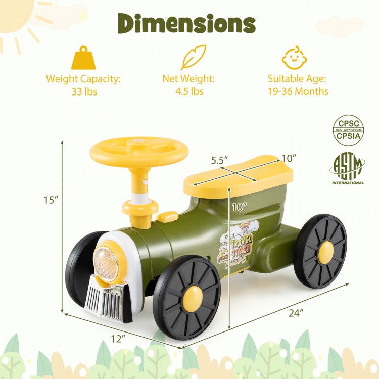 Ride on Toy with Steering Wheel and Train Whistle Sound Button - Gallery View 5 of 11