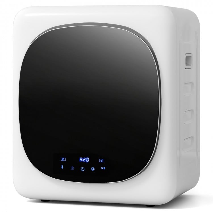 Compact 800W electric laundry dryer with LED touch panel, 1.5 cu.ft capacity, and stainless steel drum for efficient.