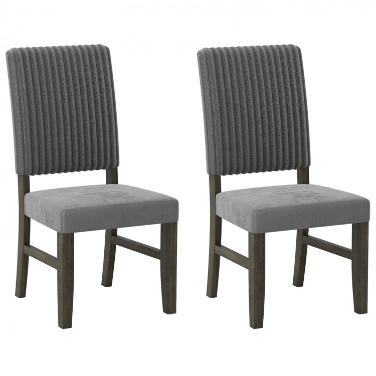 Set of 2 mid-century modern grey velvet dining chairs with rubber wood frames, perfect for stylish dining spaces.