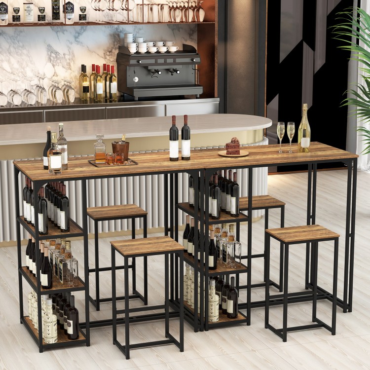 3-Piece Bar Table Set for 2 Bar-Height Dining Table with 2 Stools - Gallery View 3 of 11
