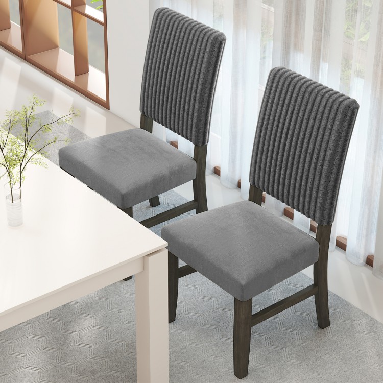 Mid-century modern dining chair set of 2 in grey velvet, featuring rubber wood frame and ergonomic high backs for.