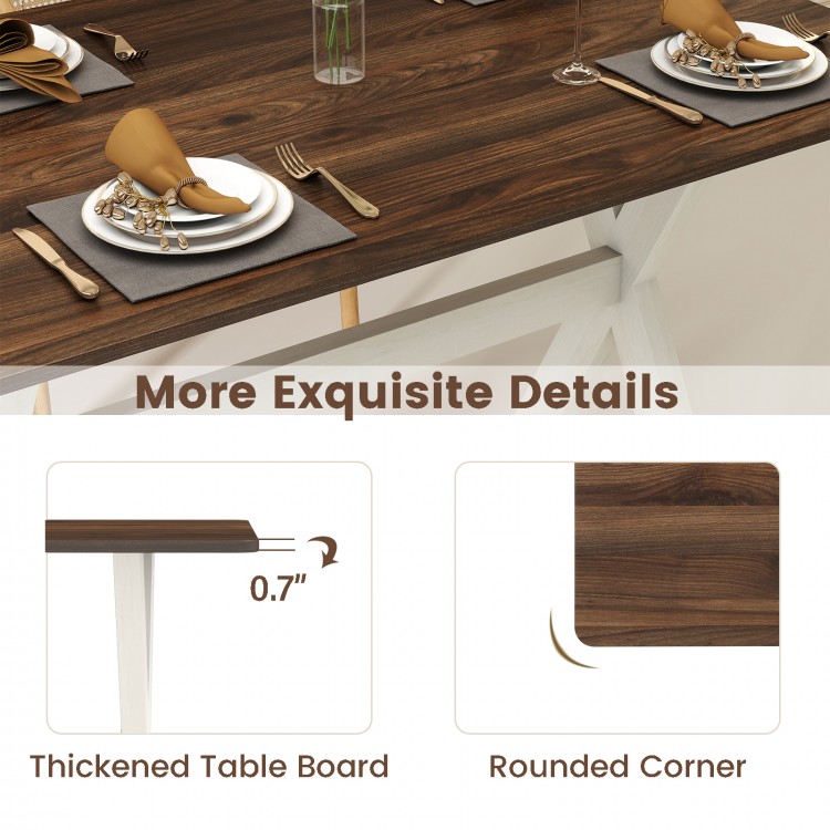 Thickened table board with rounded corners of the modern wooden dining table, showcasing elegant wood grain for dining.