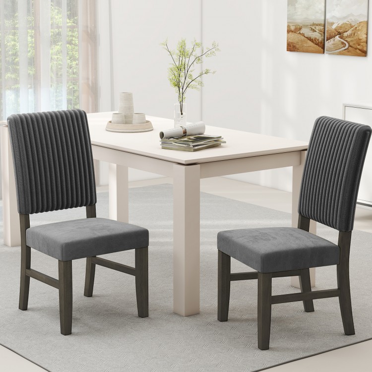 Mid-century modern dining chair set of 2 in grey velvet, featuring ergonomic backs and rubber wood frames for.