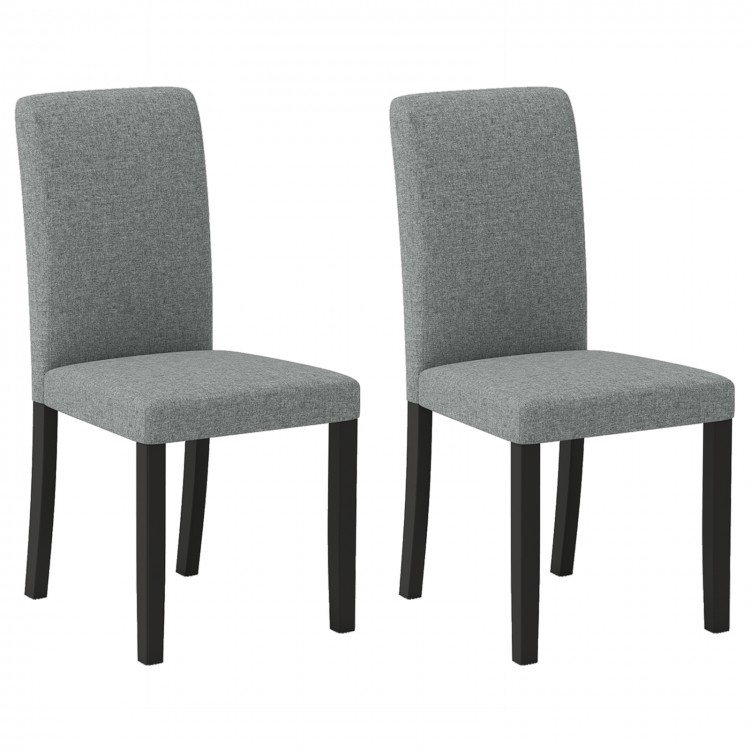 Set of 2 mid-century modern dining chairs in gray with rubber wood legs, featuring thick cushions for comfort.