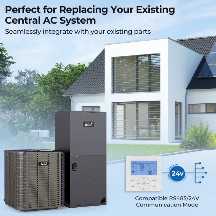 5 Ton 17 SEER2 heat pump system with outdoor unit, suitable for replacing central AC, for residential and commercial.