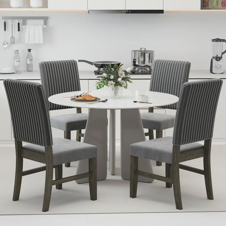 Mid-century modern dining chair set of 2 in grey velvet, featuring ergonomic backs and rubber wood frames for comfort.