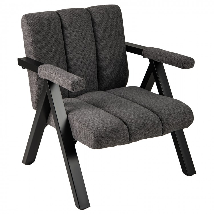 Oversized gray accent chair with metal frame, ergonomic armrests, and supportive sponge filling for comfortable seating.