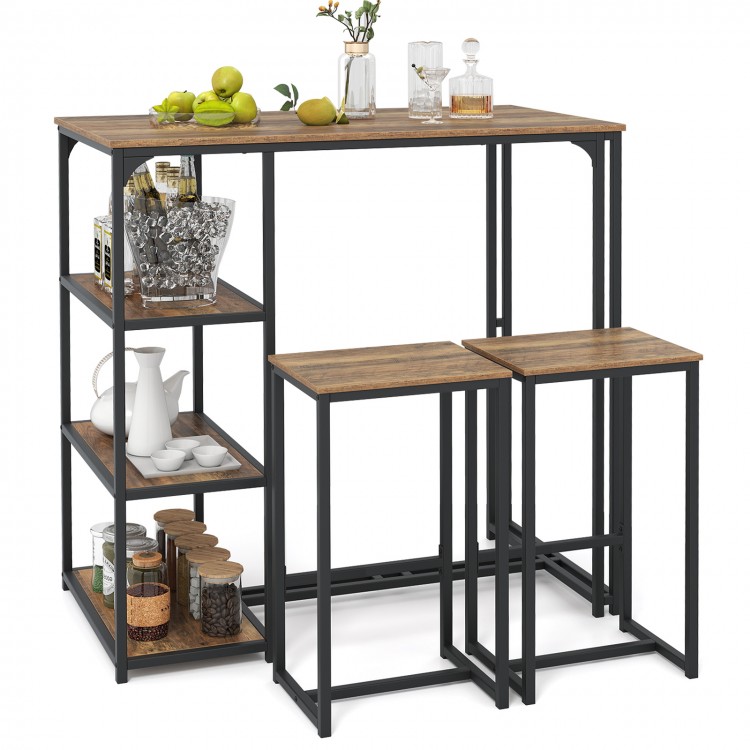 3-Piece Bar Table Set for 2 Bar-Height Dining Table with 2 Stools - Gallery View 7 of 11