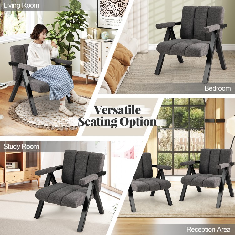 Oversized gray accent chair with metal frame and armrests, perfect for living room, study, or reception area seating.