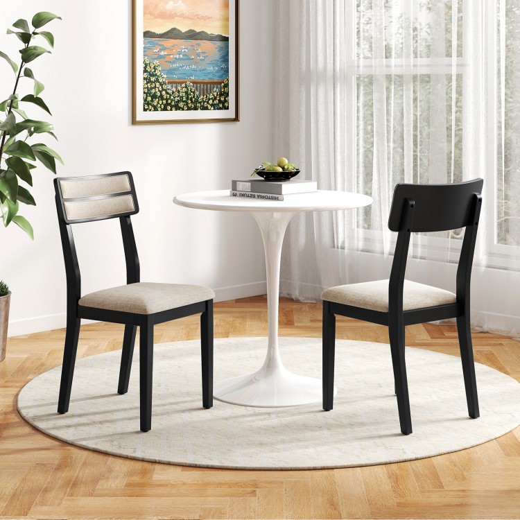 Modern dining chairs set of 2 in black with tilt backrest, featuring padded seats for comfort in dining room settings.
