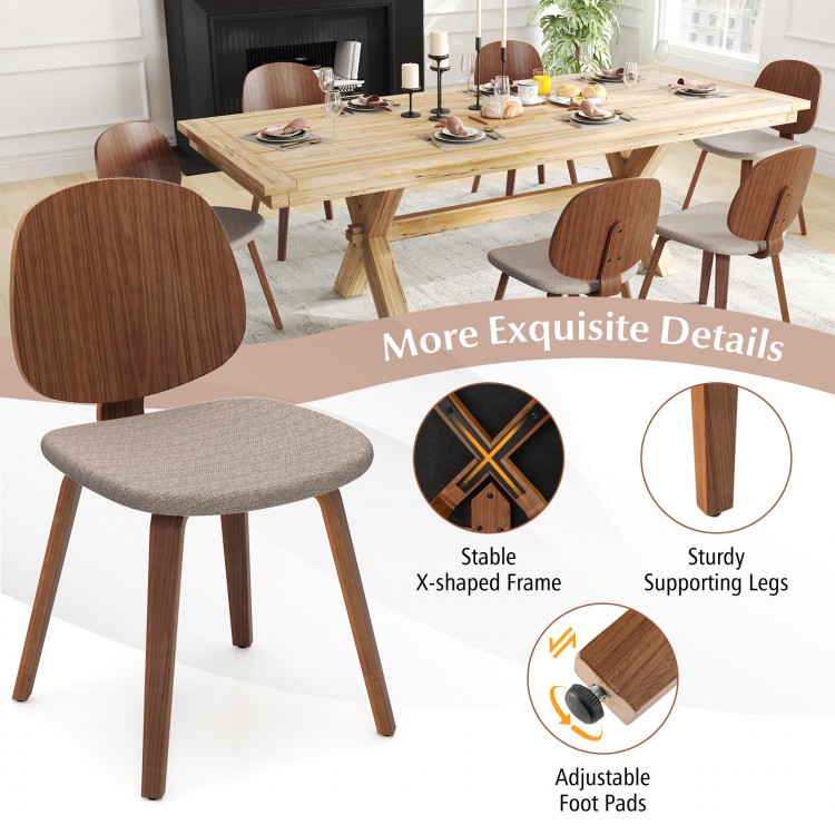 Wooden dining chair set of 2 with padded seats and walnut bentwood frame, ideal for dining rooms and kitchens.