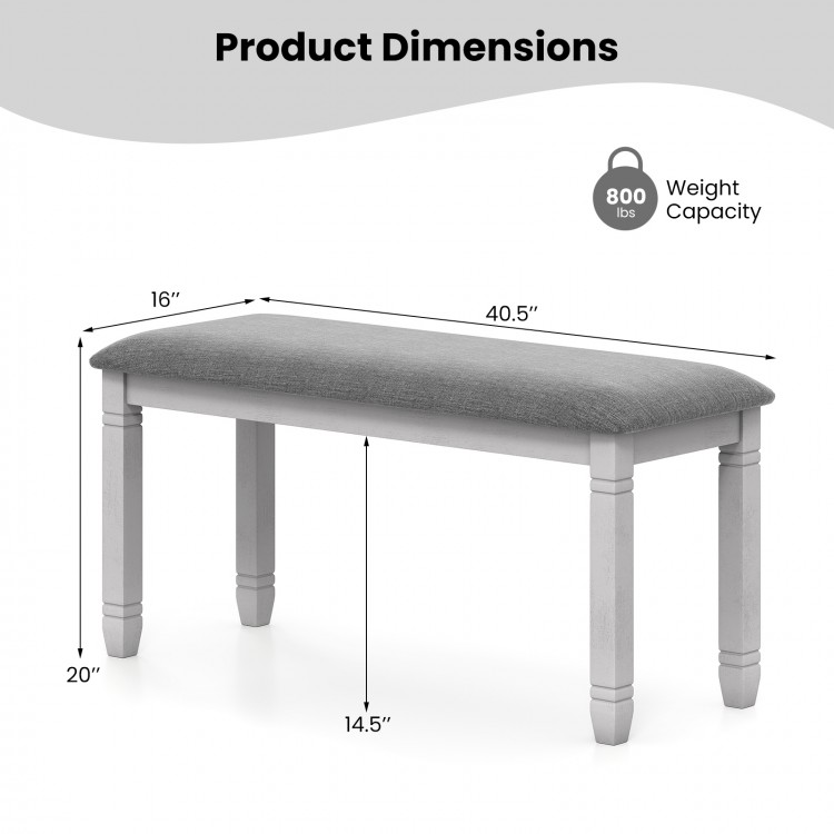 Upholstered Bedroom Bench with Padded Seat and Solid Wood Legs - Gallery View 4 of 9