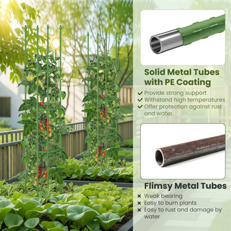Garden trellis tomato cage with adjustable height, PE-coated metal tubes, sturdy support for climbing plants, 56" tall.