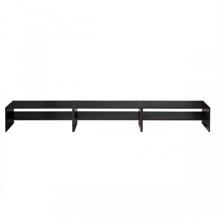Stackable 31-inch shoe rack in brown, featuring a sturdy wooden structure for versatile storage and organization.