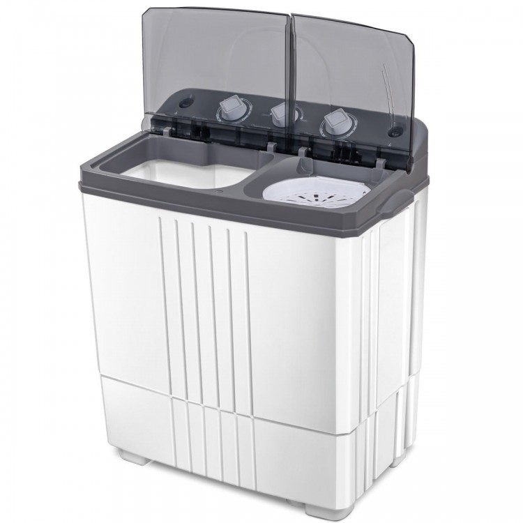Top view of the 20 lbs portable semi-automatic twin-tub washing machine showcasing its compact design and dual tubs.