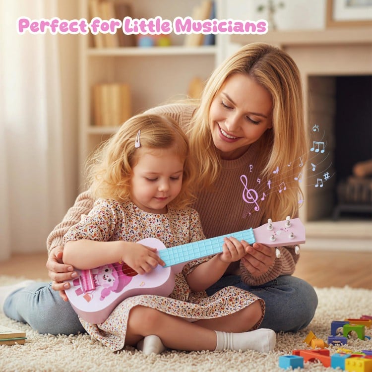Children's 21-inch mini ukulele with nylon strings, designed for little musicians, featuring a BPA-free ABS body.