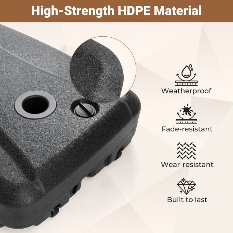 Close-up of the 220 lbs cantilever patio umbrella base made of high-strength HDPE material, designed for durability and.