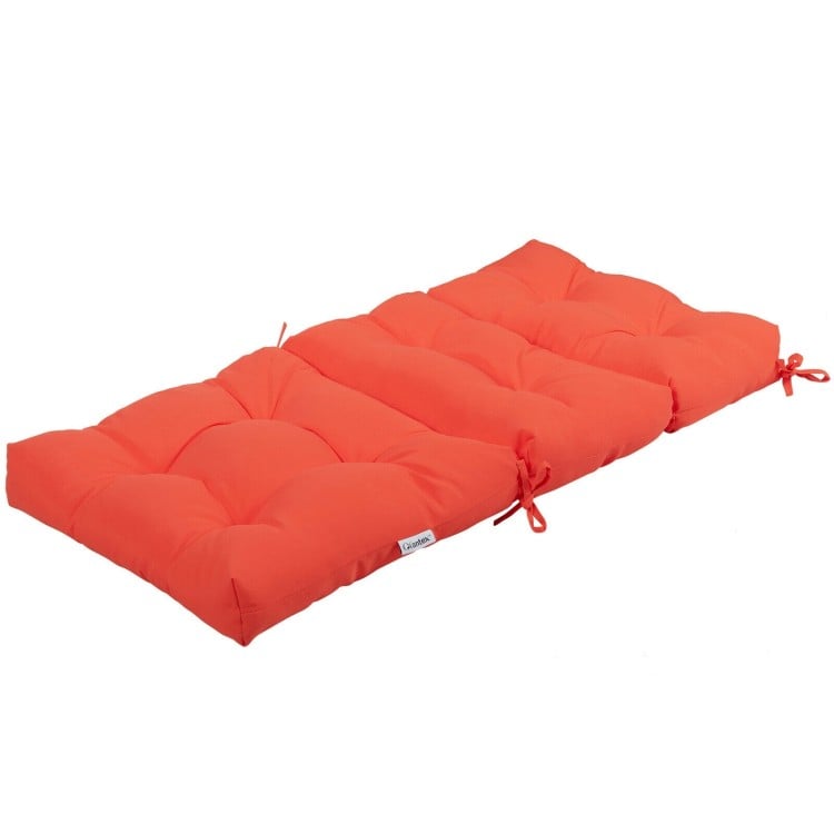 Tufted outdoor patio chair seating pad in orange, featuring premium sponge and suede for comfort, ideal for indoor and.