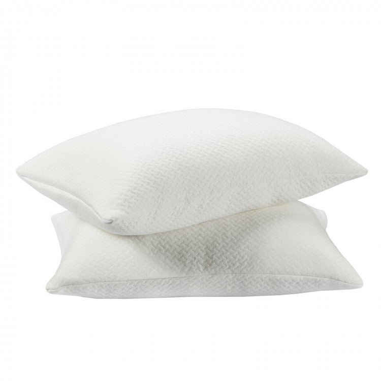 Shredded memory foam bed pillows with bamboo cooling cover, offering firm support and breathable comfort for restful.