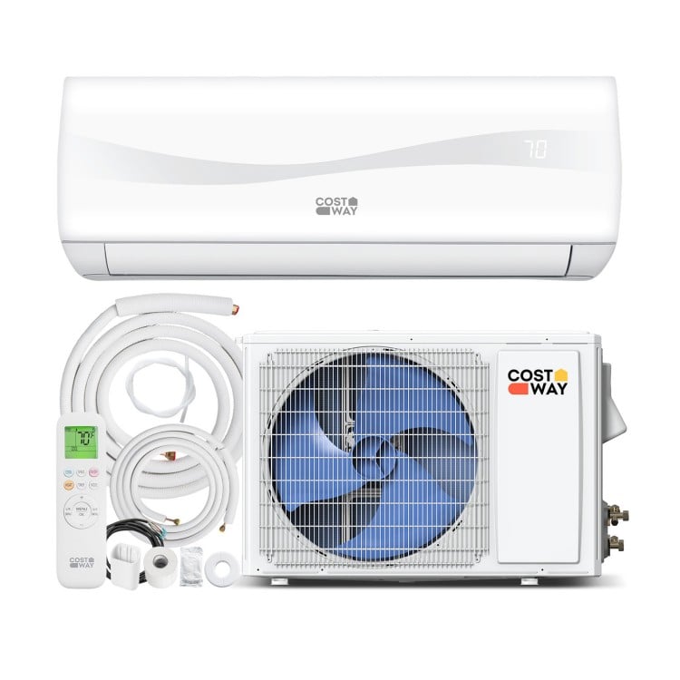 23000 BTU mini split air conditioner with heat pump, remote control, and 4-in-1 design for year-round comfort.