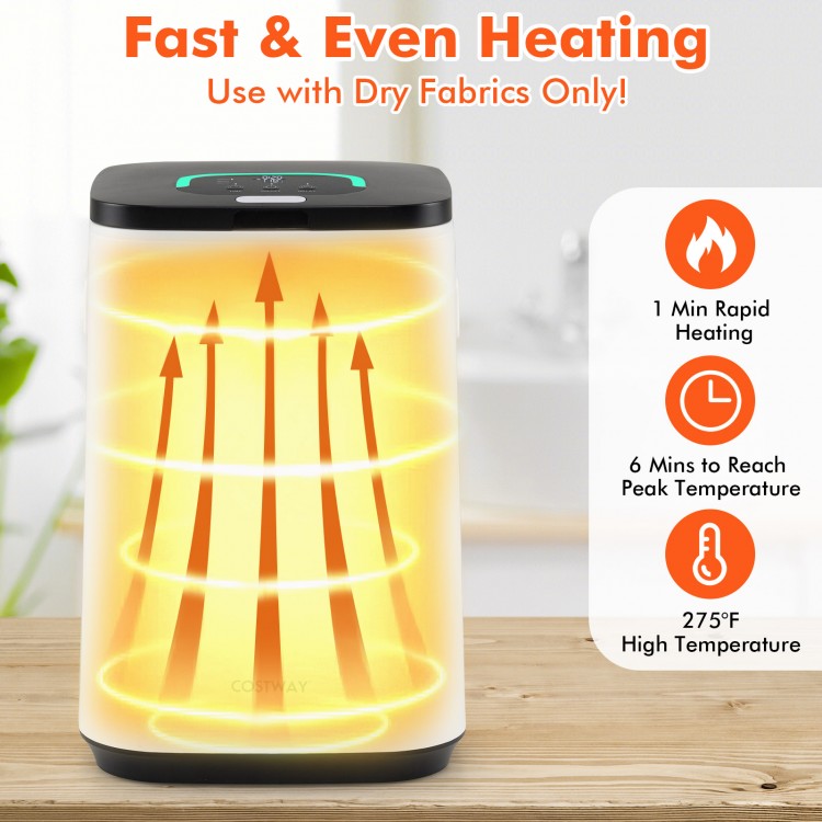 23L large hot towel heater in white with rapid heating, adjustable timer, and child safety lock for efficient use.