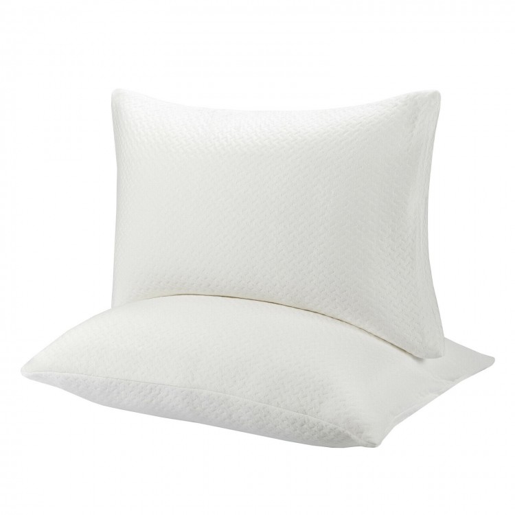 Shredded memory foam bed pillows with bamboo cooling cover, offering firm support and a breathable design for.