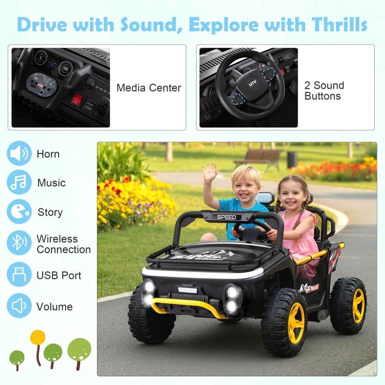 24V Ride on UTV for Kids 2 Seater Ride on Truck Car with Horn Music Story - Gallery View 6 of 11