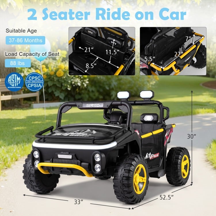 24V Ride on UTV for Kids 2 Seater Ride on Truck Car with Horn Music Story - Gallery View 4 of 11