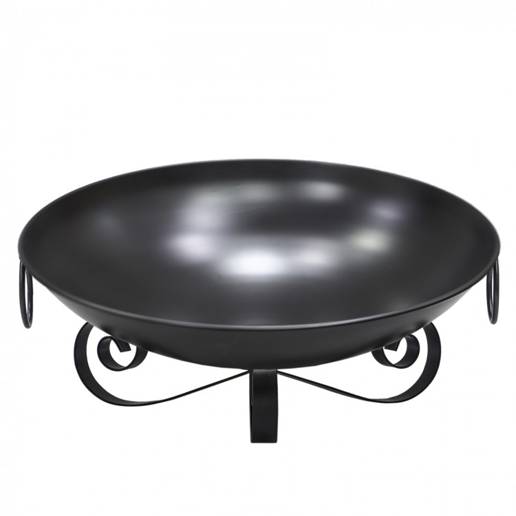24-inch heavy-duty metal fire pit bowl with handles, designed for outdoor use, perfect for cozy gatherings and bonfires.