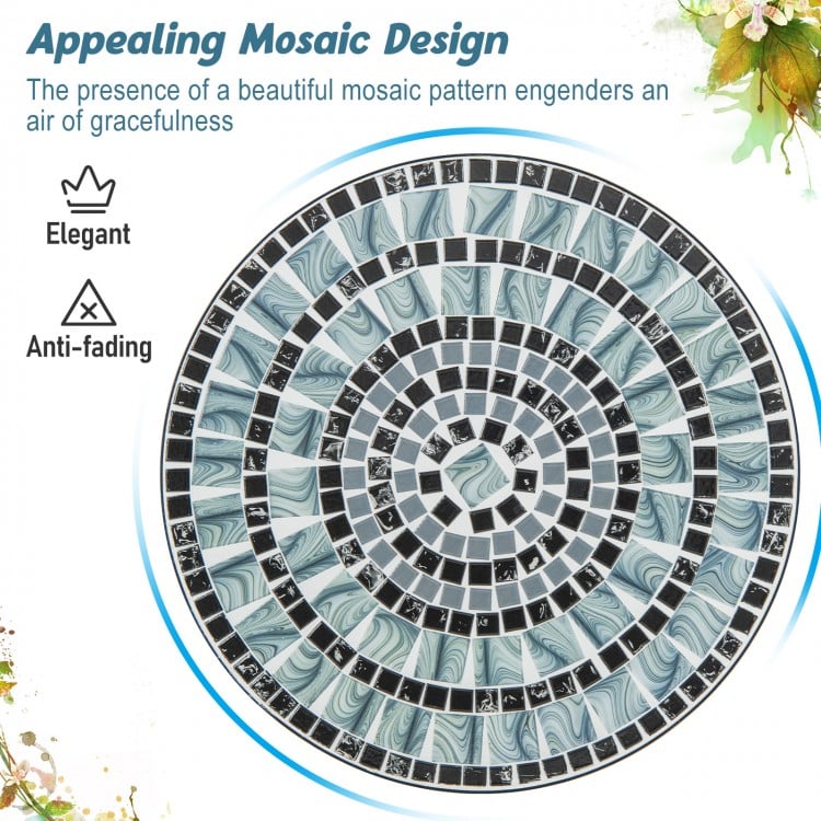 24-inch patio bistro table with ceramic tile tabletop featuring an appealing mosaic design, perfect for indoor and.