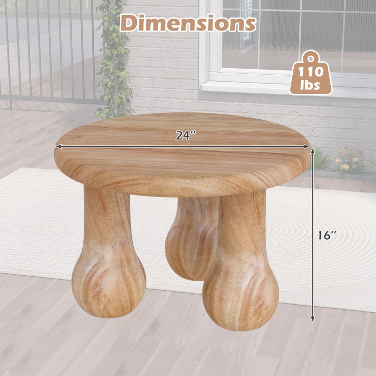 Round solid mahogany wood coffee table with thickened top and column legs, 24" diameter, perfect for living room or.