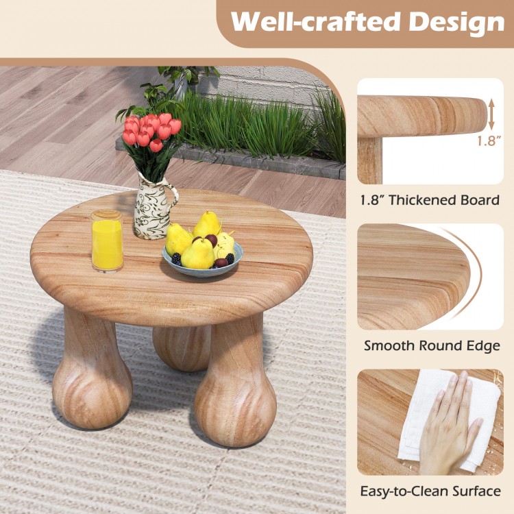 Small solid mahogany wood coffee table with 1.8" thickened top and column legs, perfect for living room or patio use.