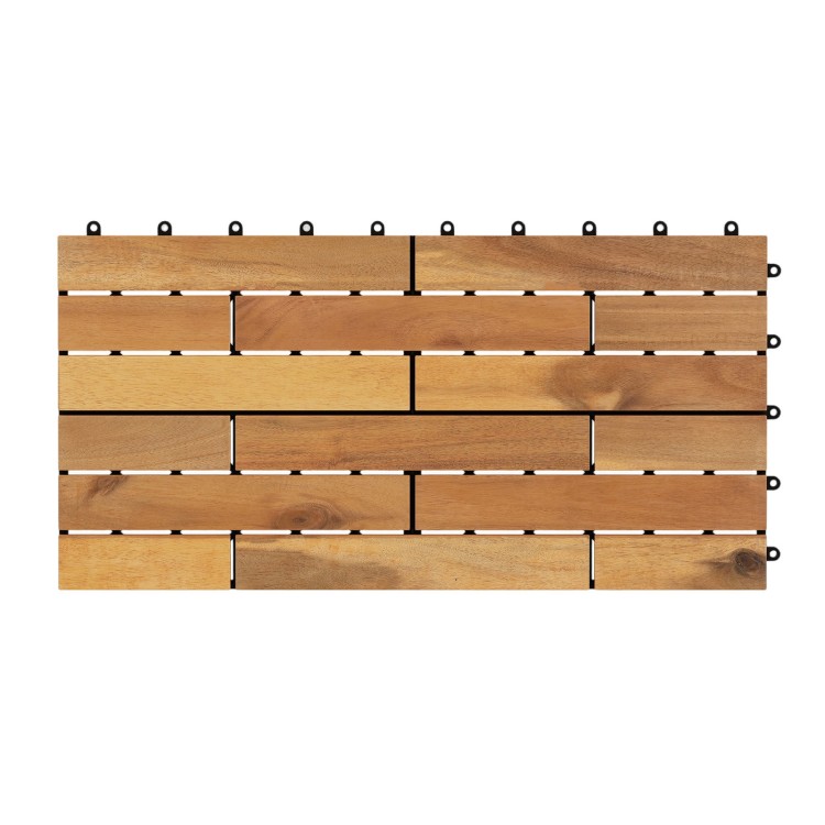 24 x 12 Inch 12 Pieces Acacia Wood Interlocking Deck Tiles with Waterproof Design - Gallery View 4 of 10