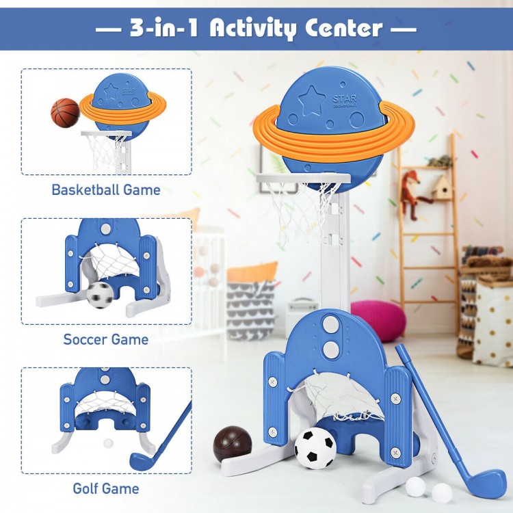 3 in 1 Kids Basketball Hoop Set with Balls and 5 Adjustable Height Levels - Gallery View 5 of 12