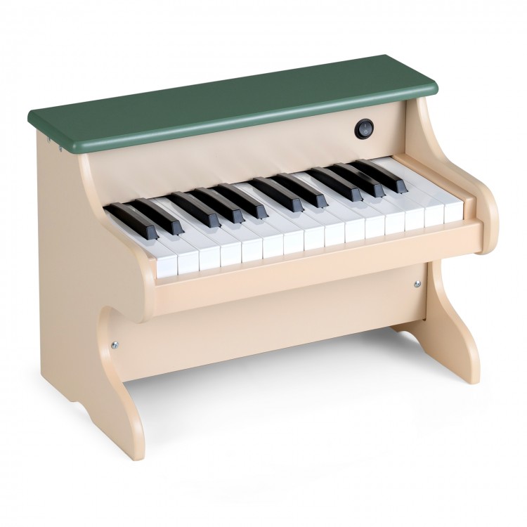 25-key wooden digital piano toy in green, featuring a premium speaker and sturdy design for kids' musical fun.